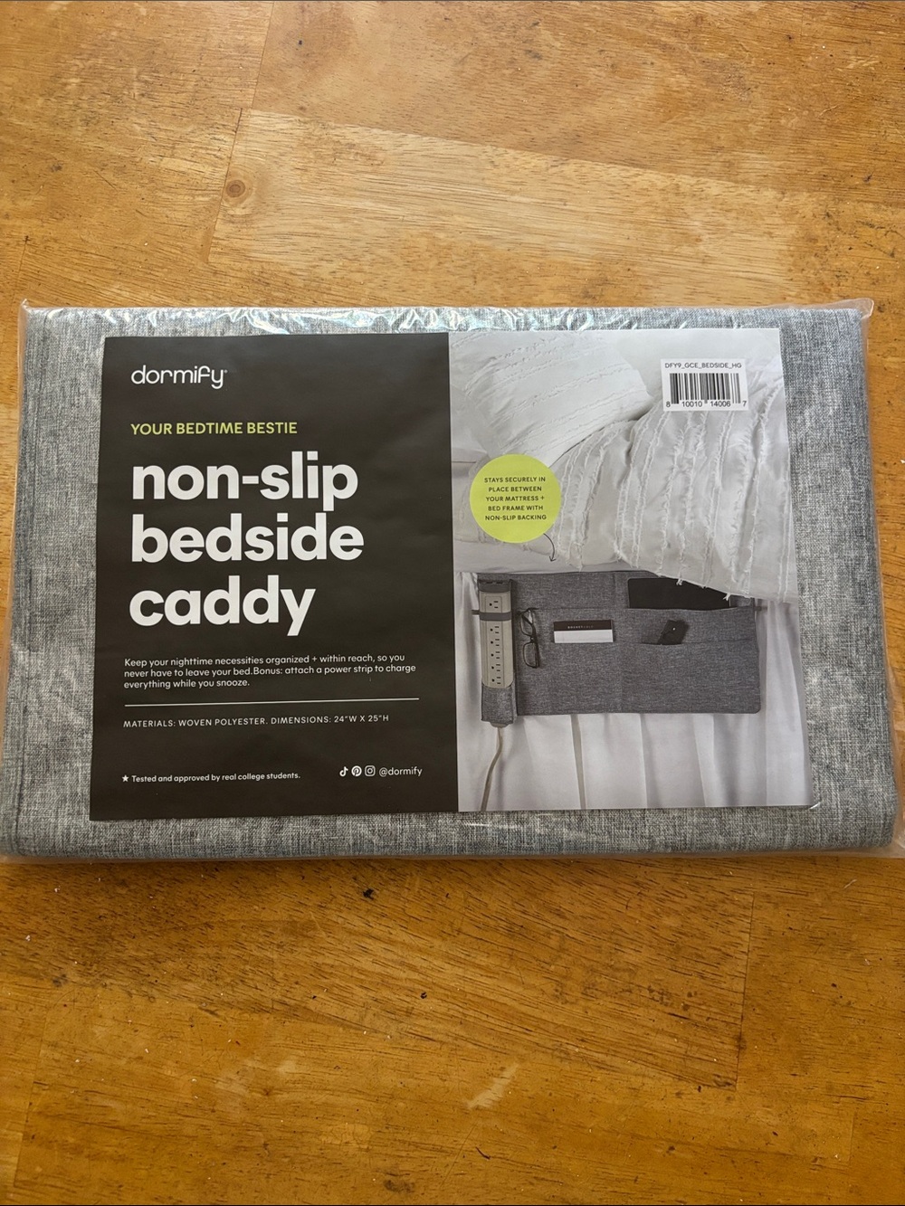 Dormify Non-Slip Bedside Caddy, Gray, NWT, #2
